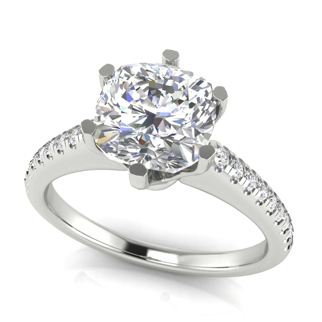 Romantic Solitaire Ring with Pavé Accent Band