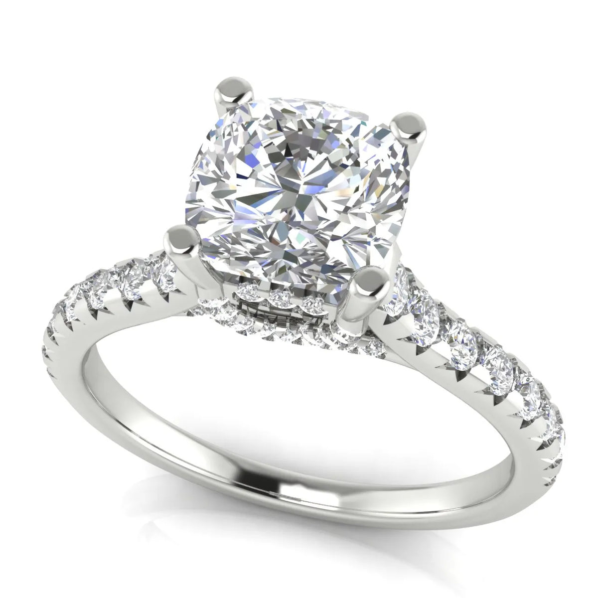 Classic Pavé Accent Solitaire Ring