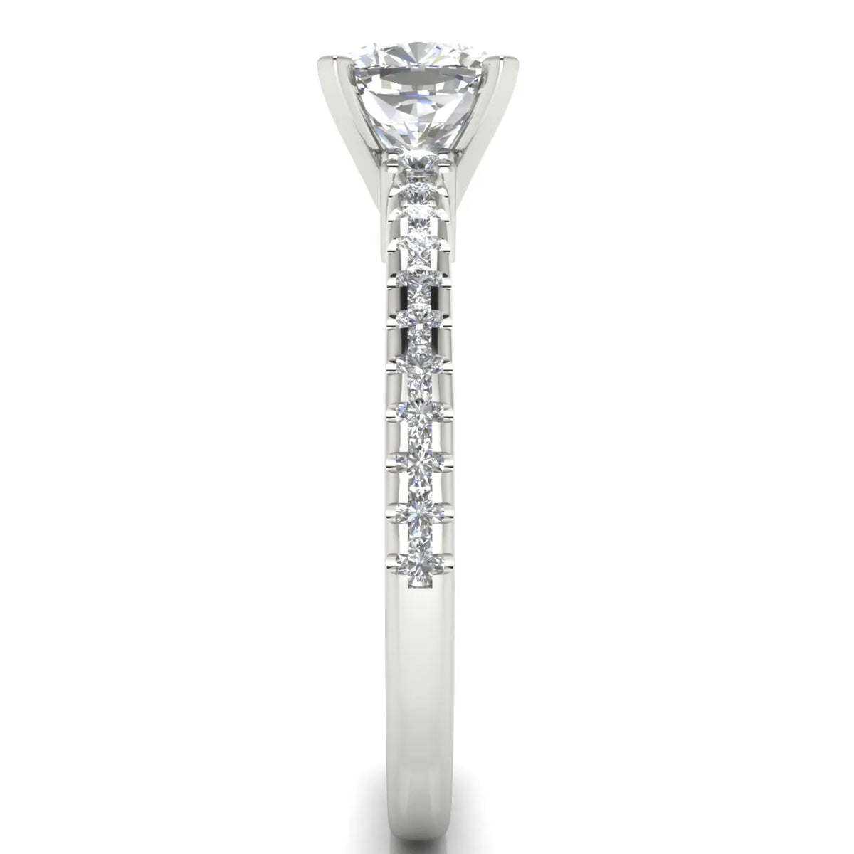 Classic Pavé Accent Solitaire Ring