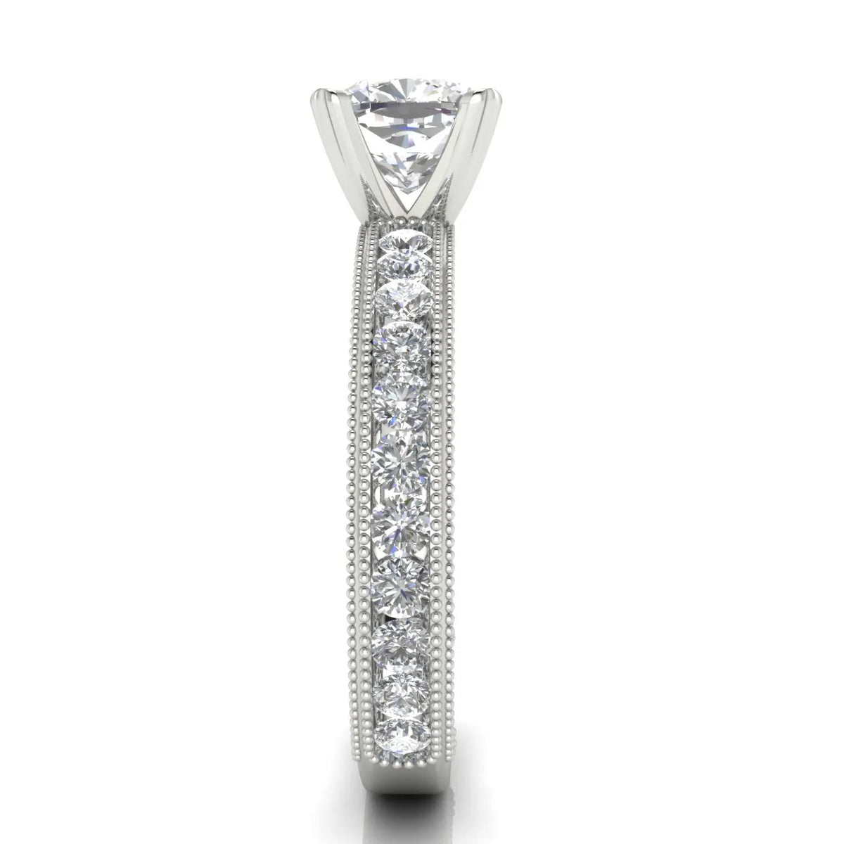 Vintage Milgrain Accent Solitaire Ring