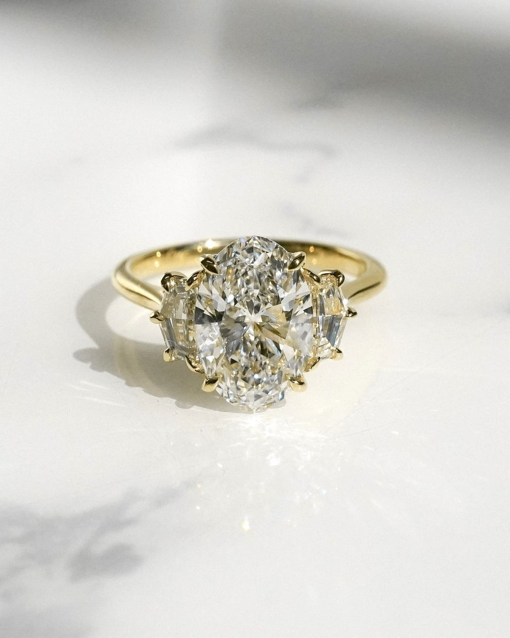 Three Stone Oval Cut Labgrown Engagement Ring