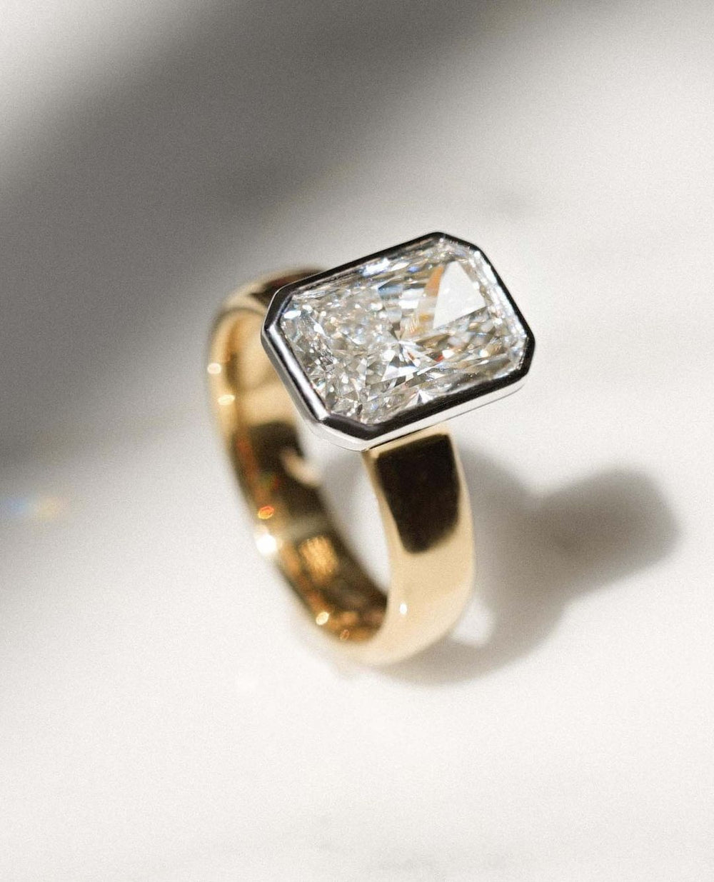 Bezel Set Radiant Cut Labgrown Engagement Ring