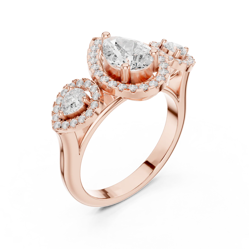 Celeste Cluster Pear Diamond Engagement Ring