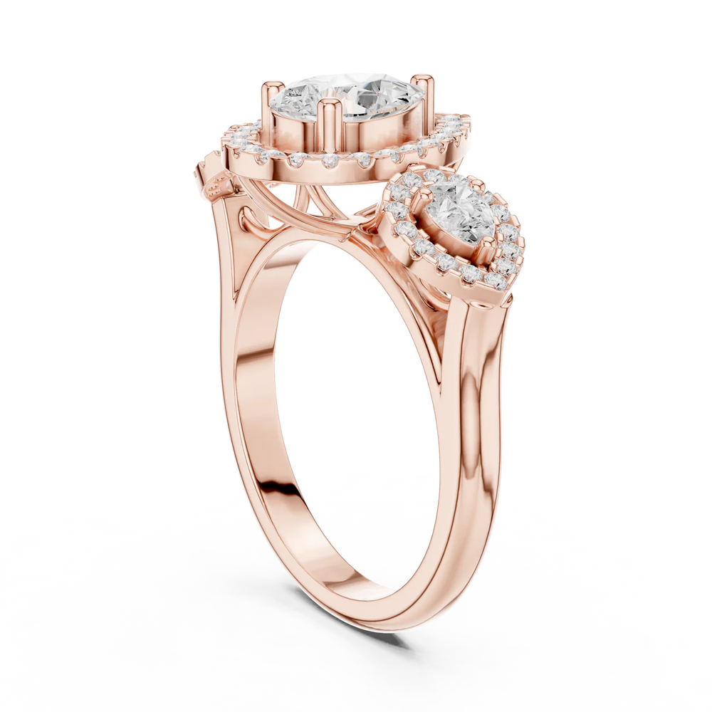 Celeste Cluster Pear Diamond Engagement Ring