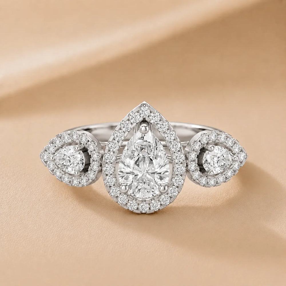 Celeste Cluster Pear Diamond Engagement Ring