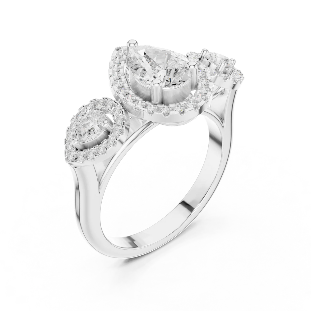 Celeste Cluster Pear Diamond Engagement Ring