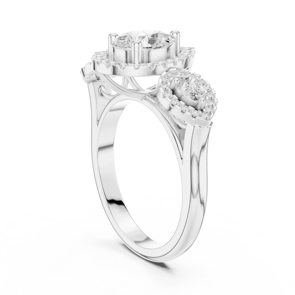 Celeste Cluster Pear Diamond Engagement Ring