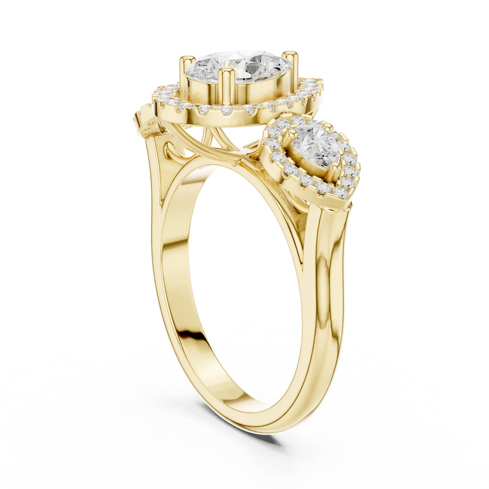 Celeste Cluster Pear Diamond Engagement Ring