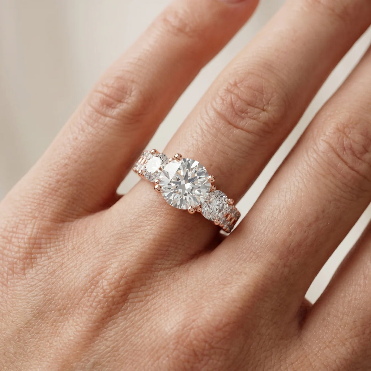 Celeste Three-Stone Round Diamond Engagement Ring