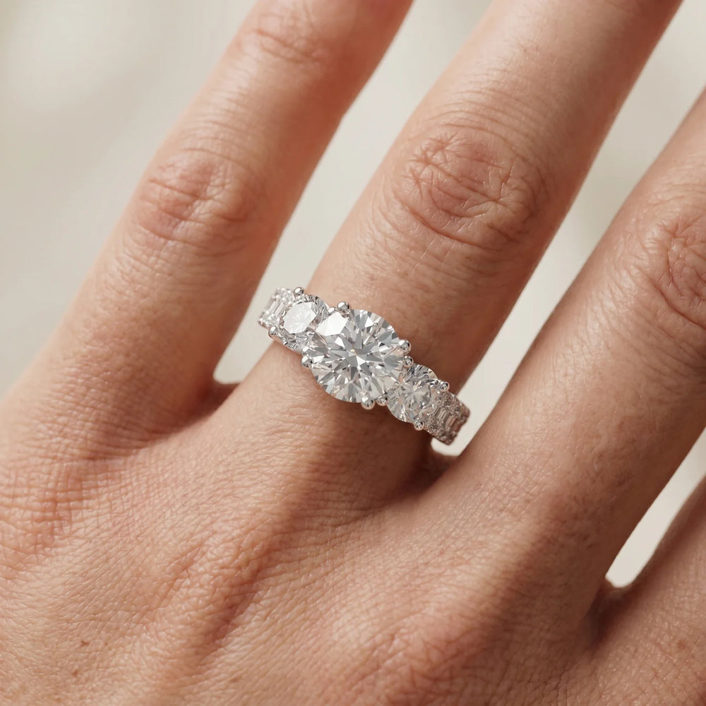 Celeste Three-Stone Round Diamond Engagement Ring