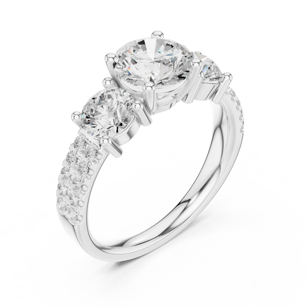 Celeste Three-Stone Round Diamond Engagement Ring
