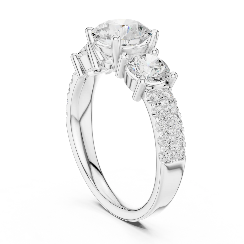 Celeste Three-Stone Round Diamond Engagement Ring