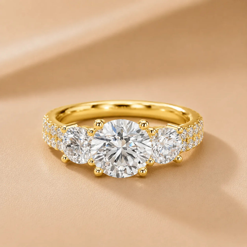 Celeste Three-Stone Round Diamond Engagement Ring