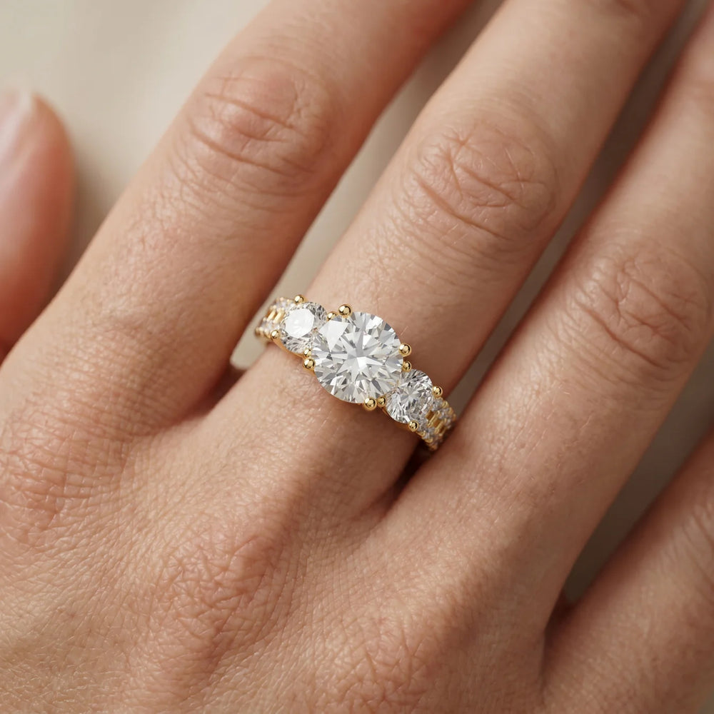 Celeste Three-Stone Round Diamond Engagement Ring