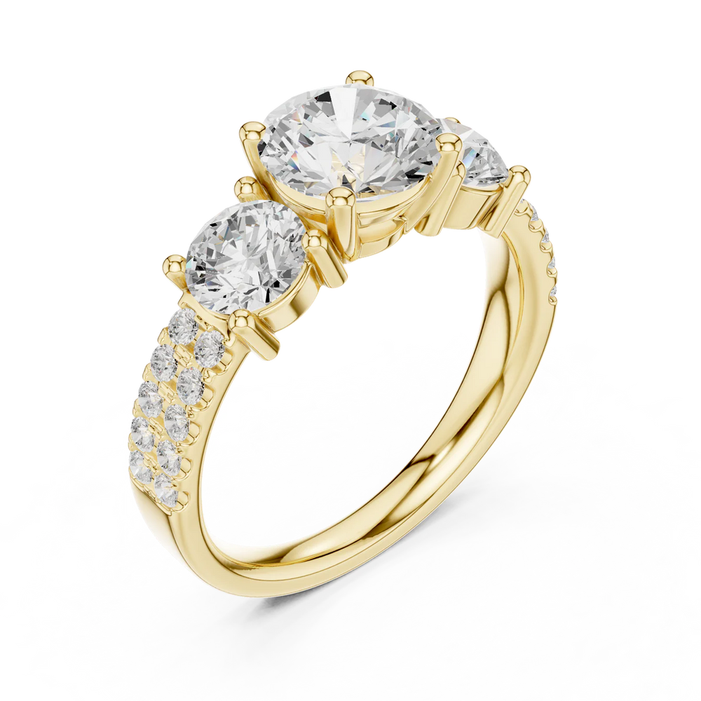 Celeste Three-Stone Round Diamond Engagement Ring