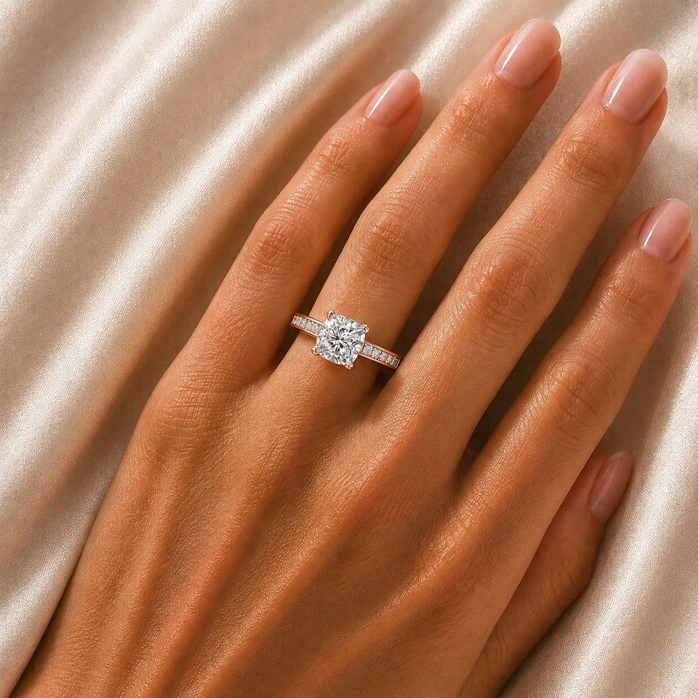 Elegant Channel-Set Accent Engagement Ring