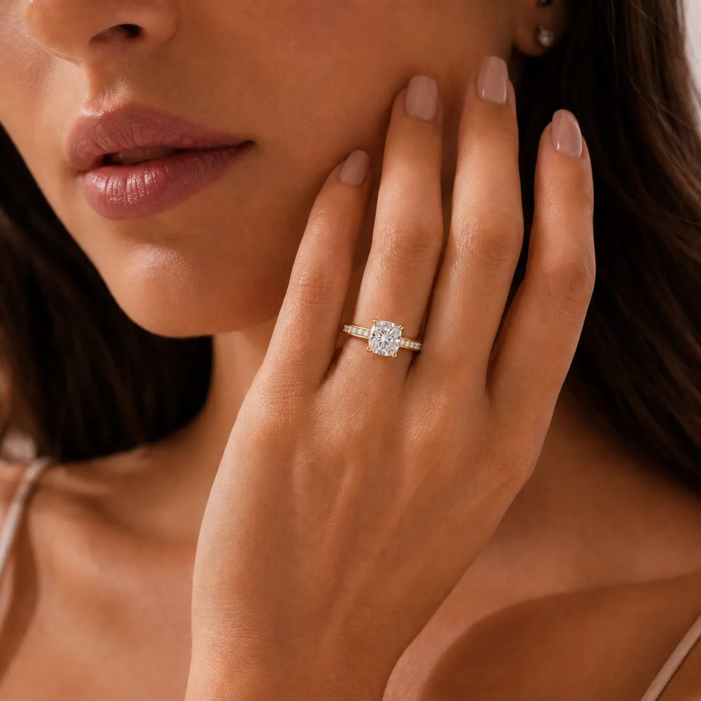 Elegant Channel-Set Accent Engagement Ring