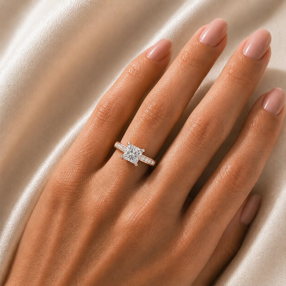 Elegant Channel-Set Accent Engagement Ring
