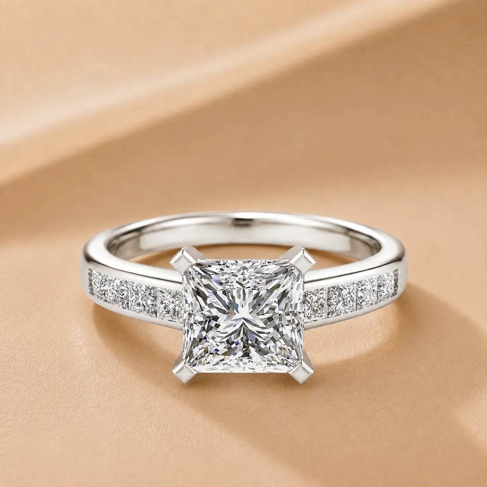 Elegant Channel-Set Accent Engagement Ring