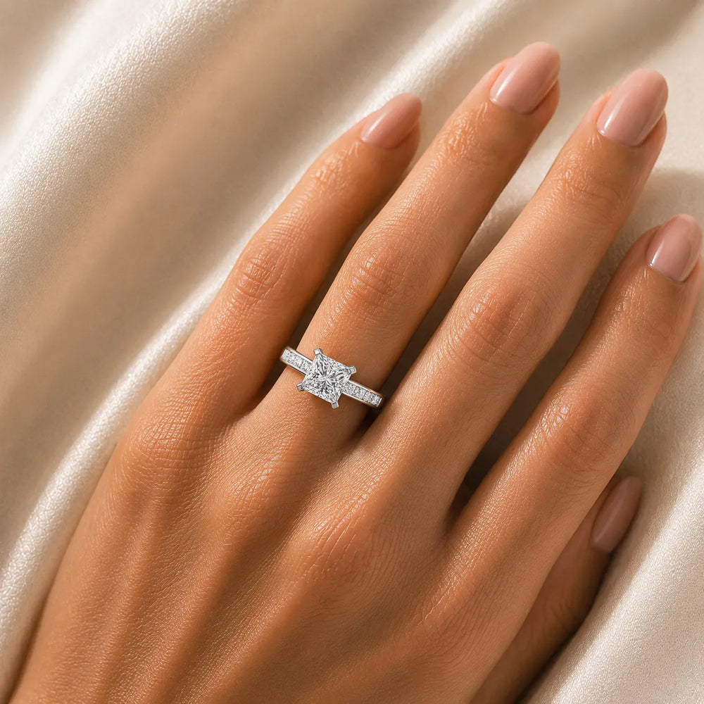Elegant Channel-Set Accent Engagement Ring