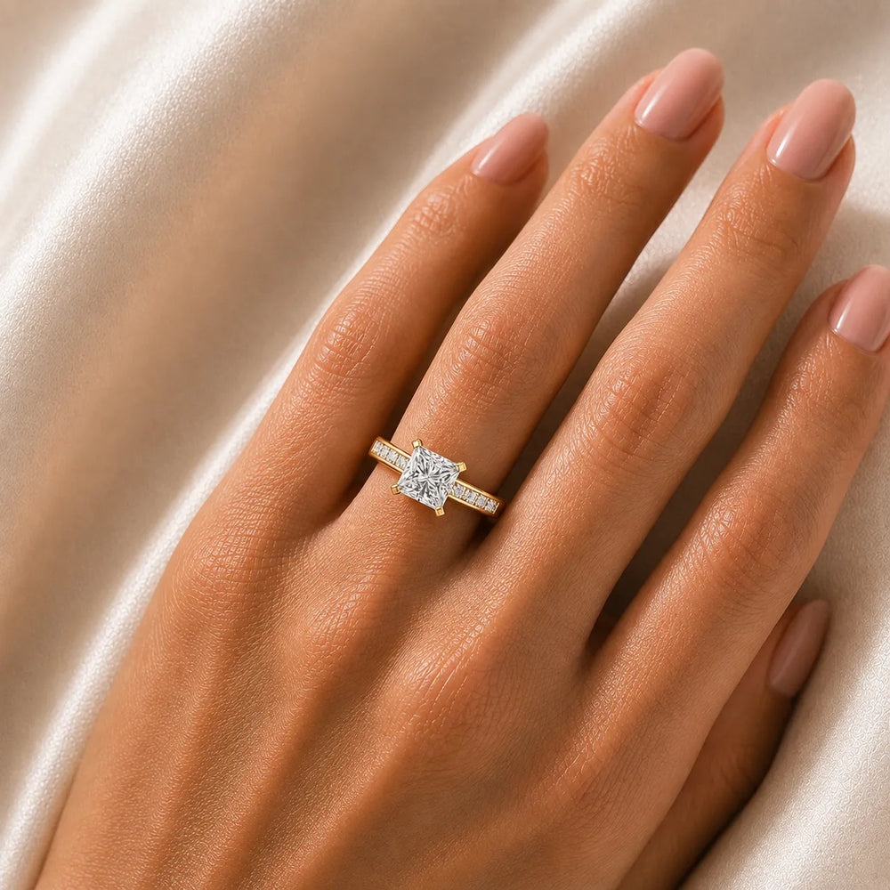 Elegant Channel-Set Accent Engagement Ring