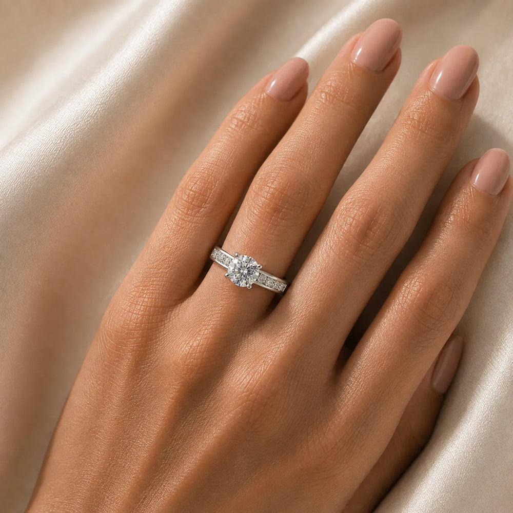 Elegant Channel-Set Accent Engagement Ring