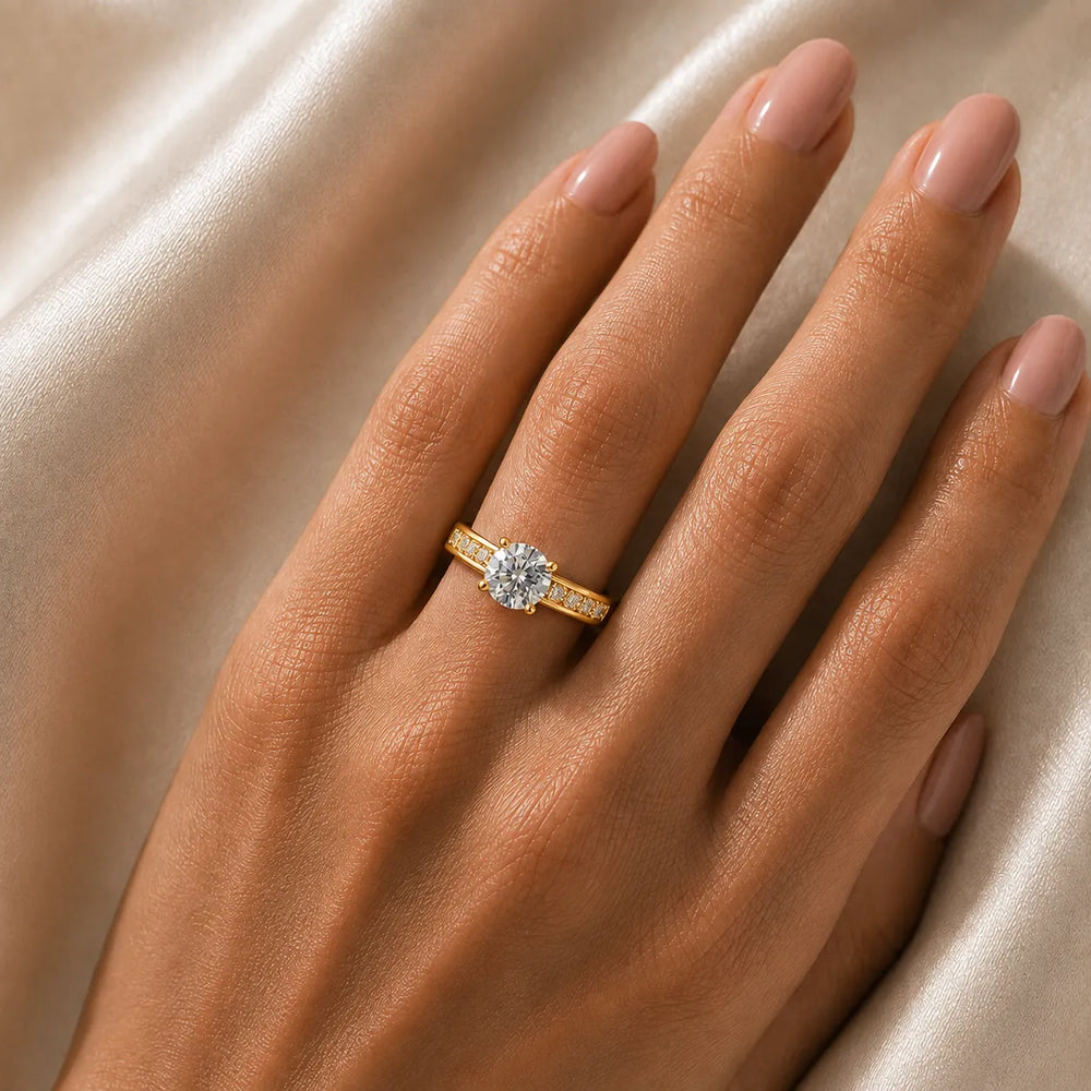 Elegant Channel-Set Accent Engagement Ring