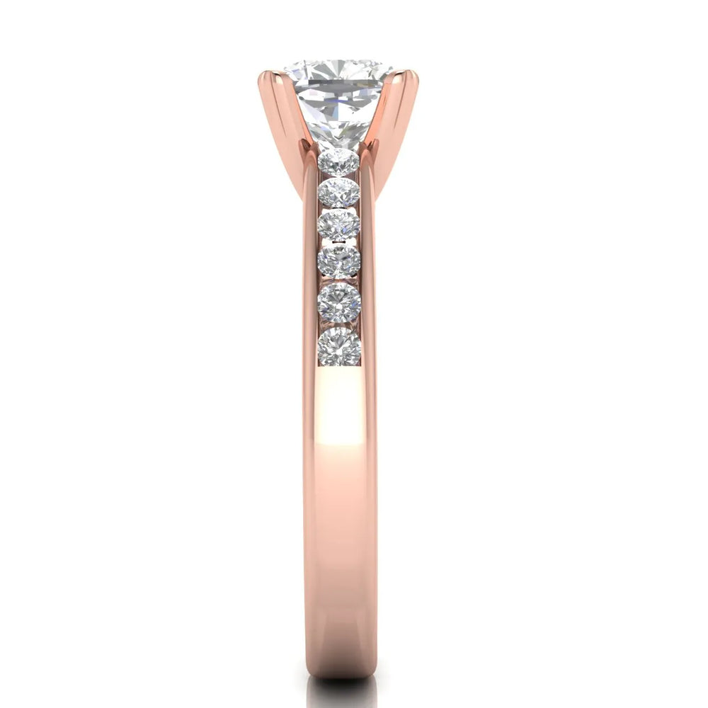 Classic Solitaire Ring with Channel-Set Accent Stones
