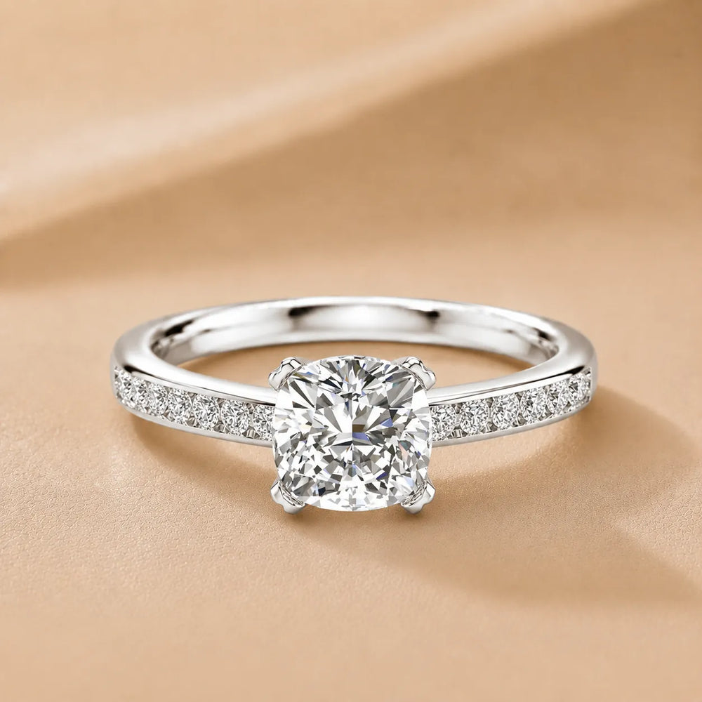 Classic Solitaire Ring with Channel-Set Accent Stones