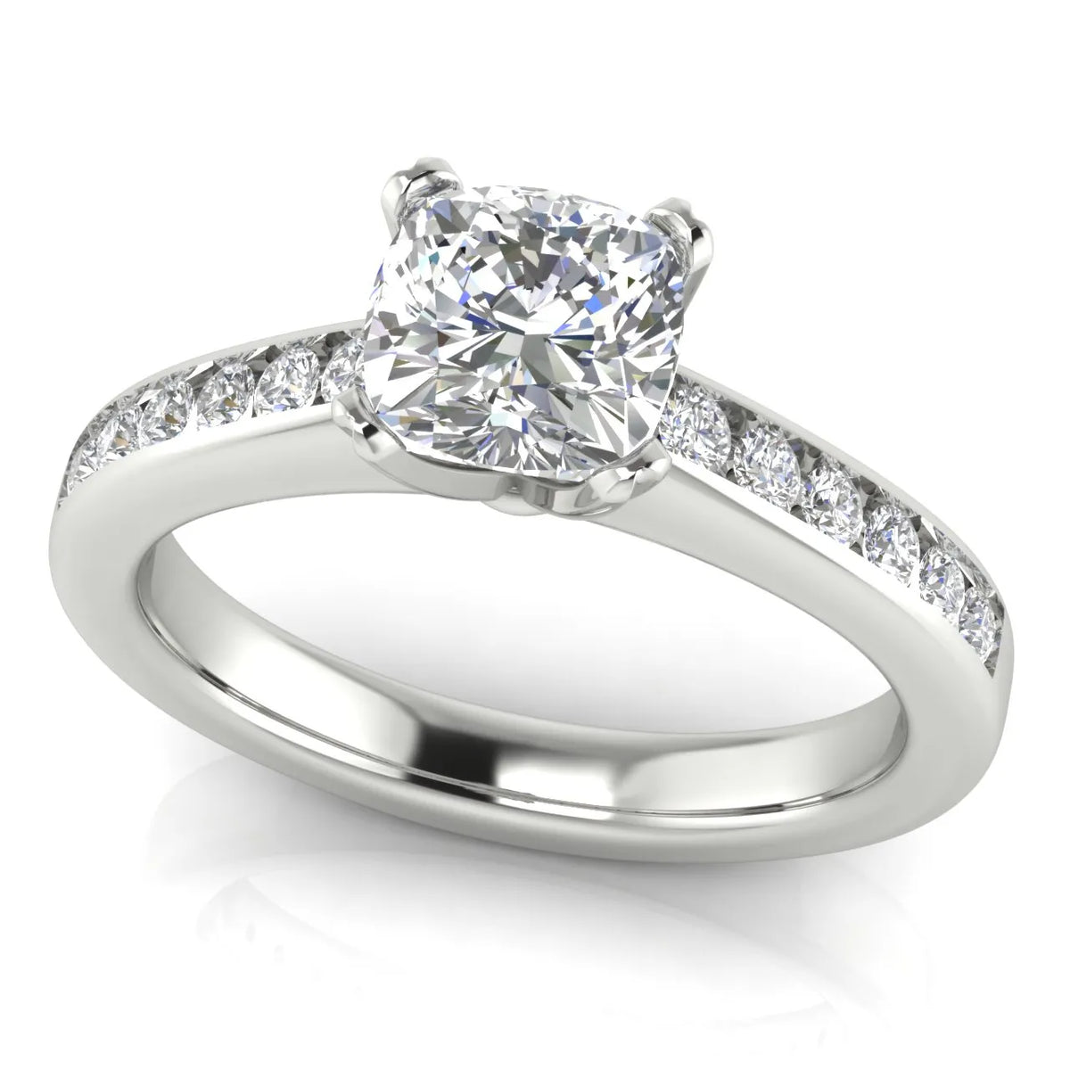Classic Solitaire Ring with Channel-Set Accent Stones