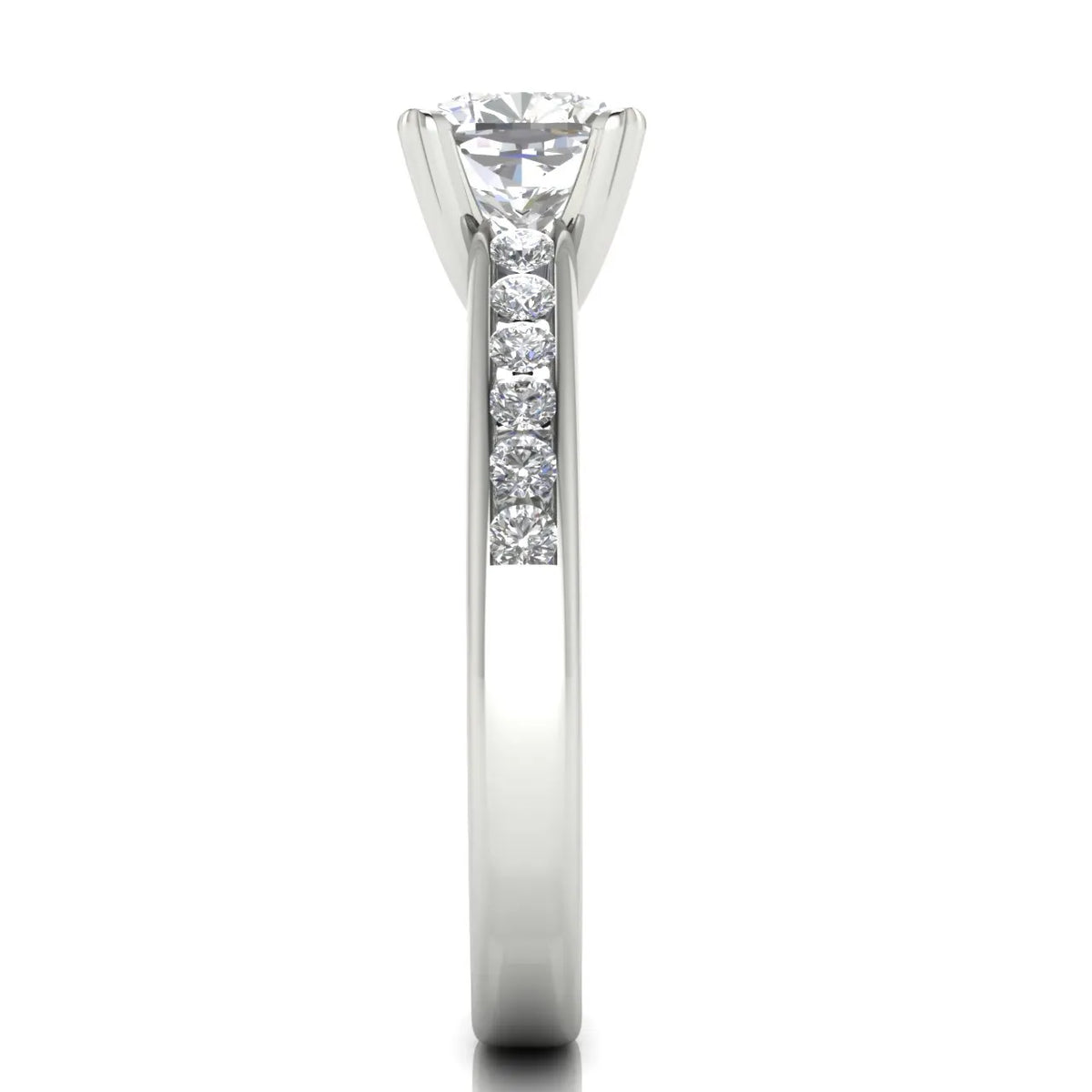 Classic Solitaire Ring with Channel-Set Accent Stones
