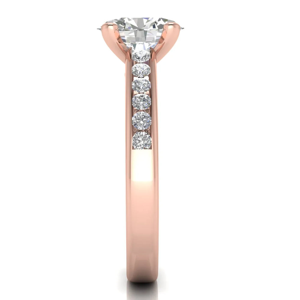 Classic Solitaire Ring with Channel-Set Accent Stones