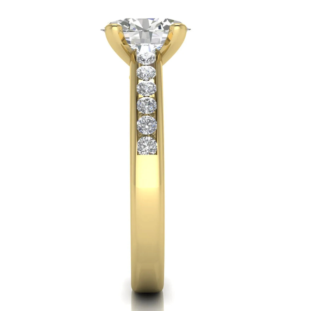 Classic Solitaire Ring with Channel-Set Accent Stones