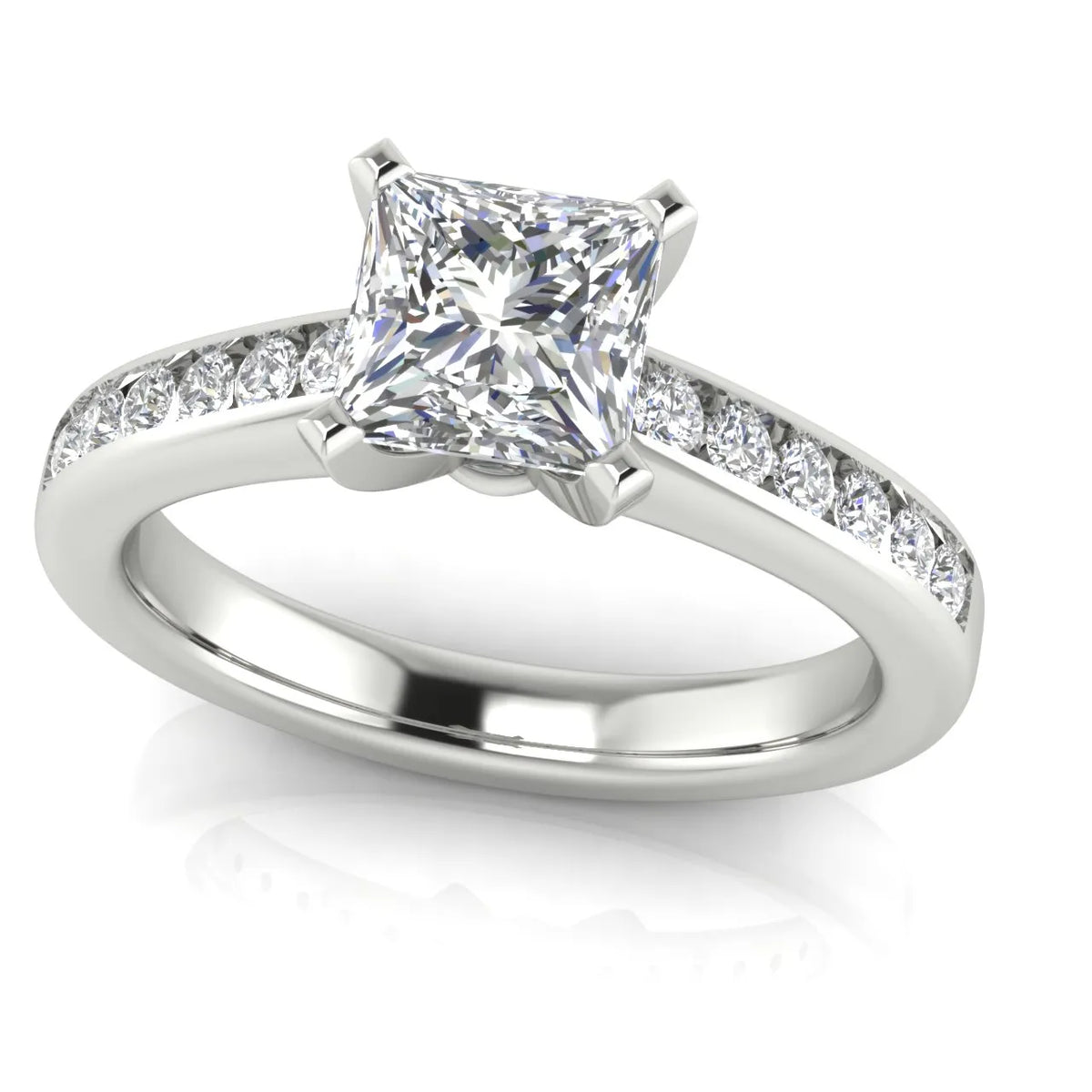 Classic Solitaire Ring with Channel-Set Accent Stones