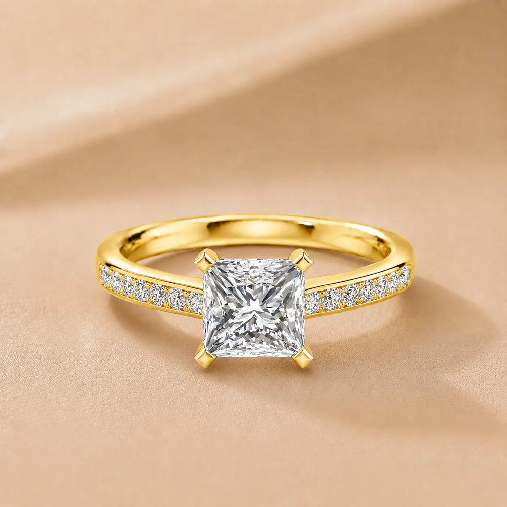 Classic Solitaire Ring with Channel-Set Accent Stones