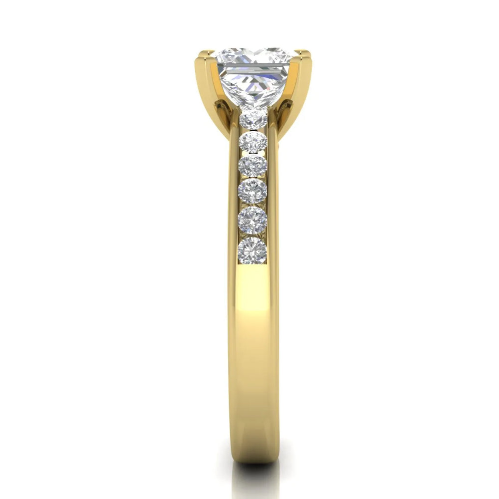 Classic Solitaire Ring with Channel-Set Accent Stones