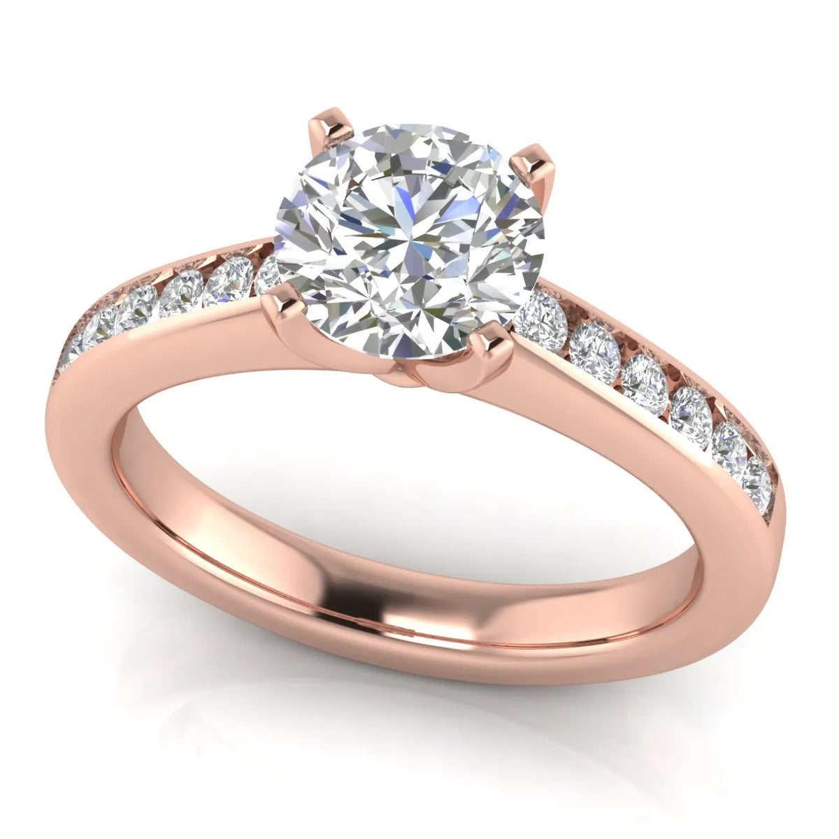 Classic Solitaire Ring with Channel-Set Accent Stones
