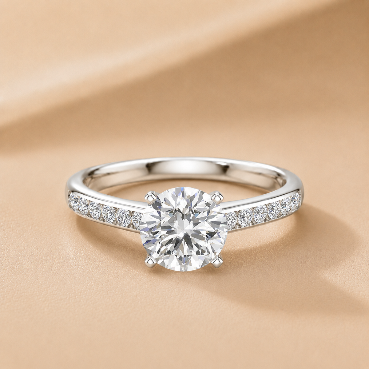 Classic Solitaire Ring with Channel-Set Accent Stones