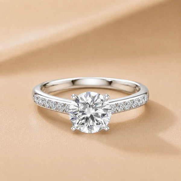 Classic Solitaire Ring with Channel-Set Accent Stones