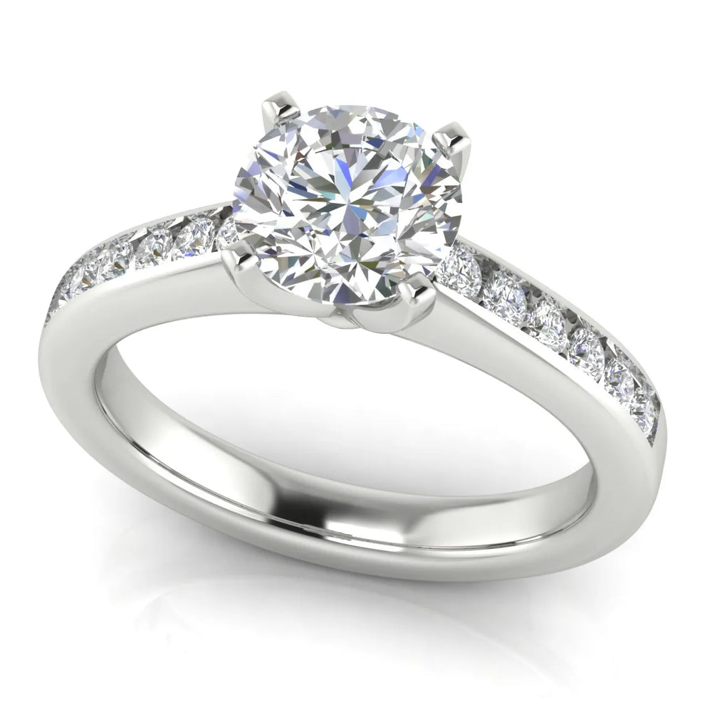 Classic Solitaire Ring with Channel-Set Accent Stones