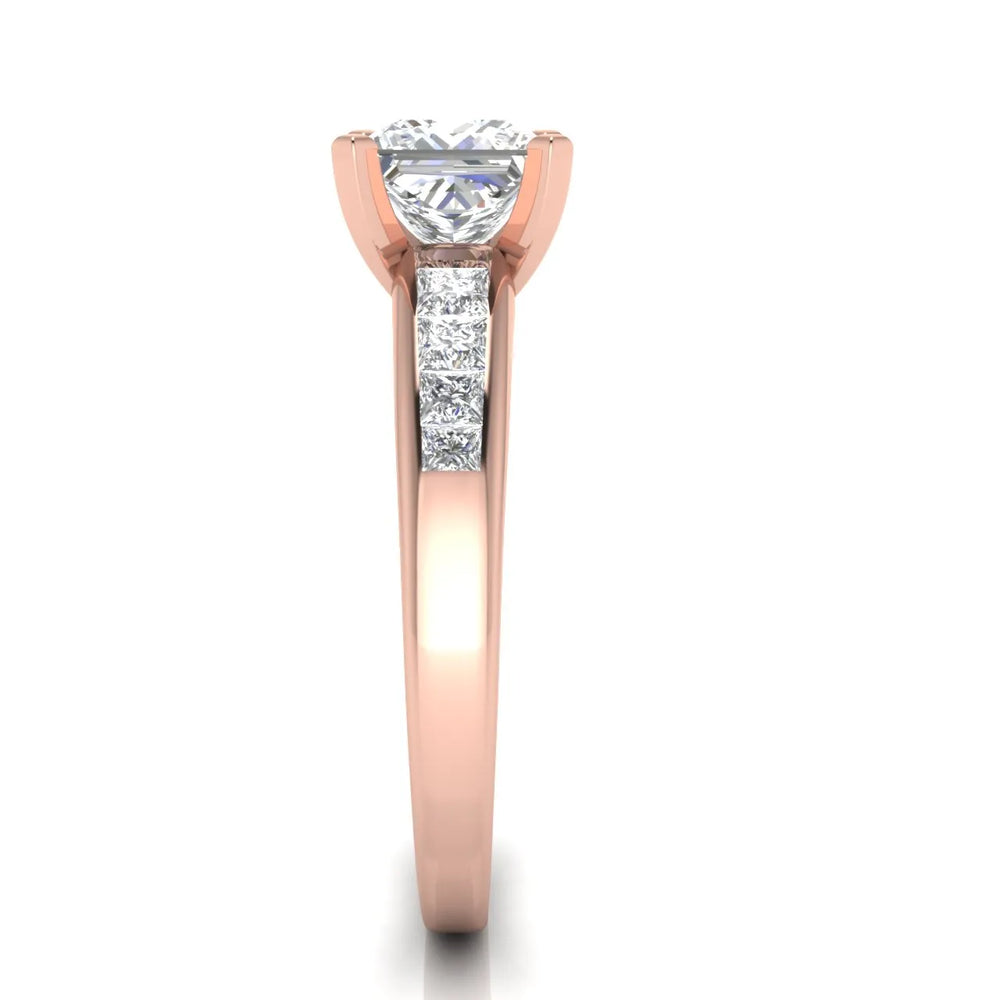 Elegant Channel-Set Accent Engagement Ring