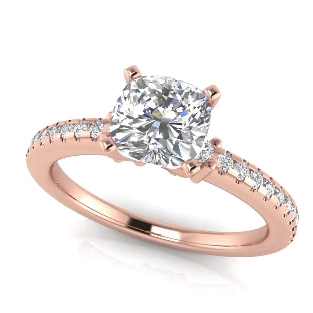 Classic Pavé Accent Solitaire Ring