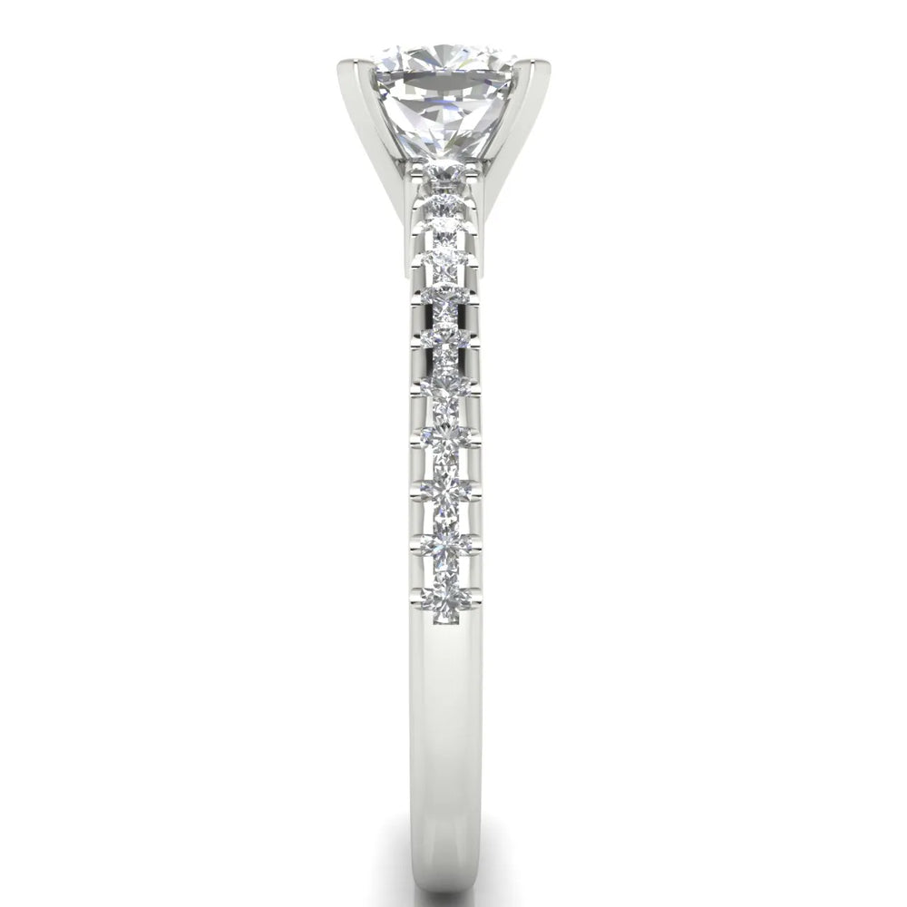 Classic Pavé Accent Solitaire Ring