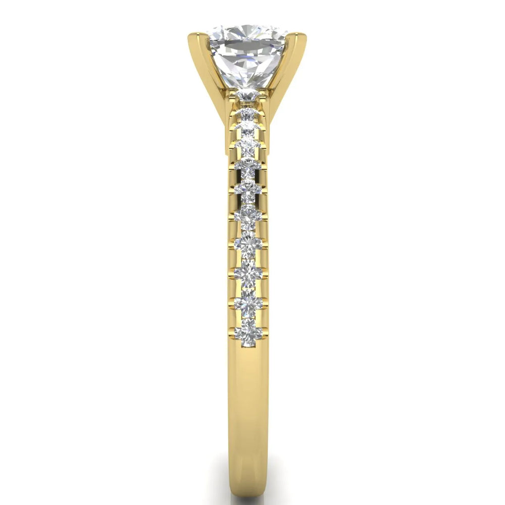 Classic Pavé Accent Solitaire Ring