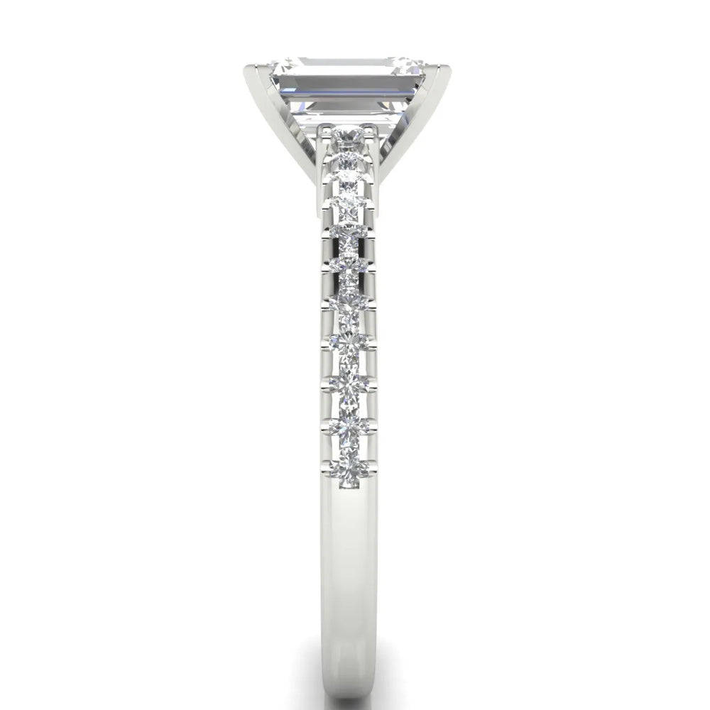 Classic Pavé Accent Solitaire Ring