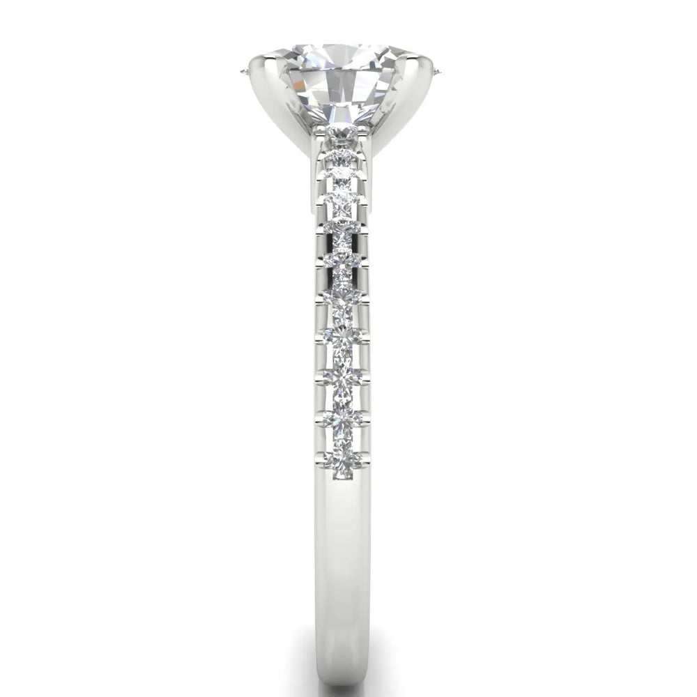 Classic Pavé Accent Solitaire Ring