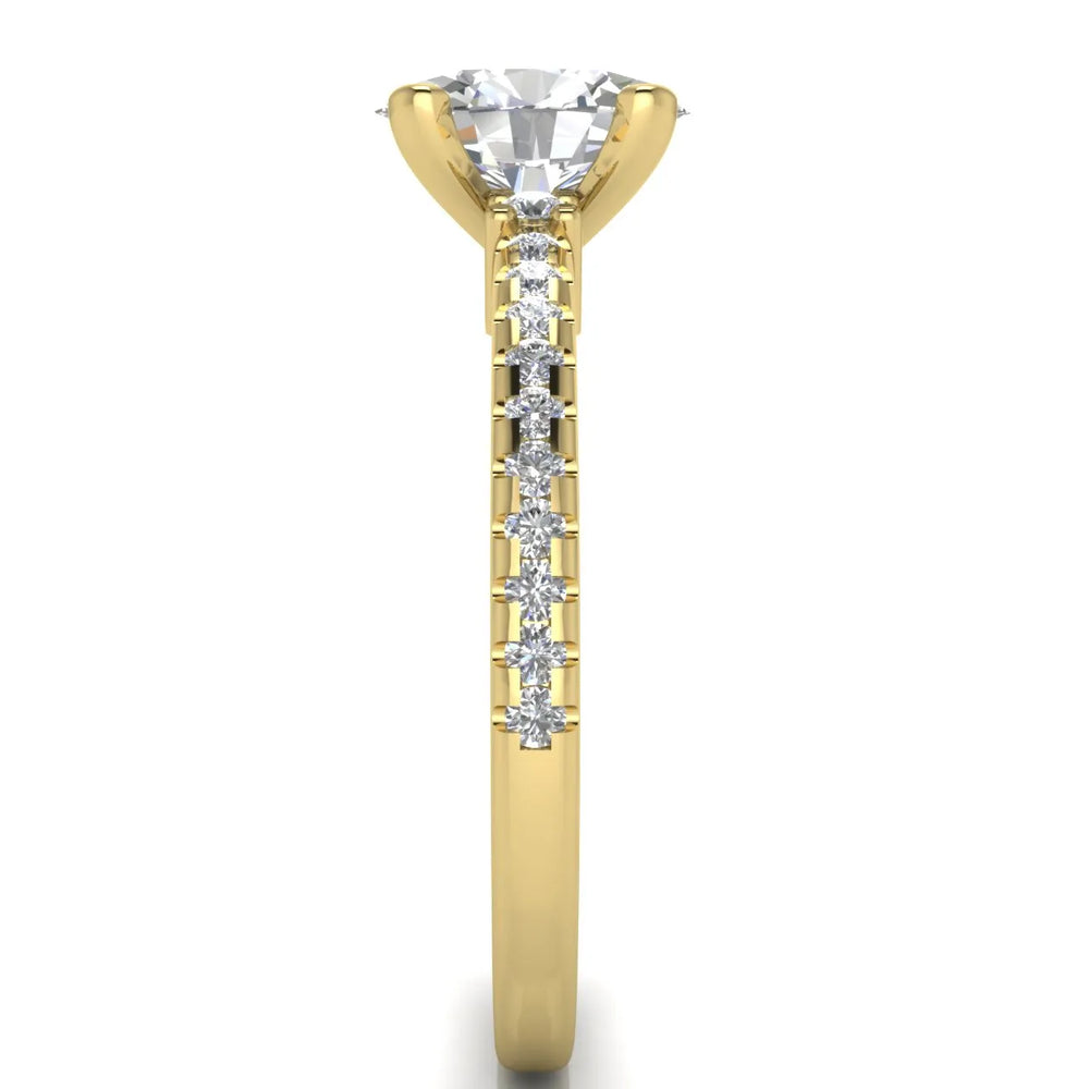 Classic Pavé Accent Solitaire Ring