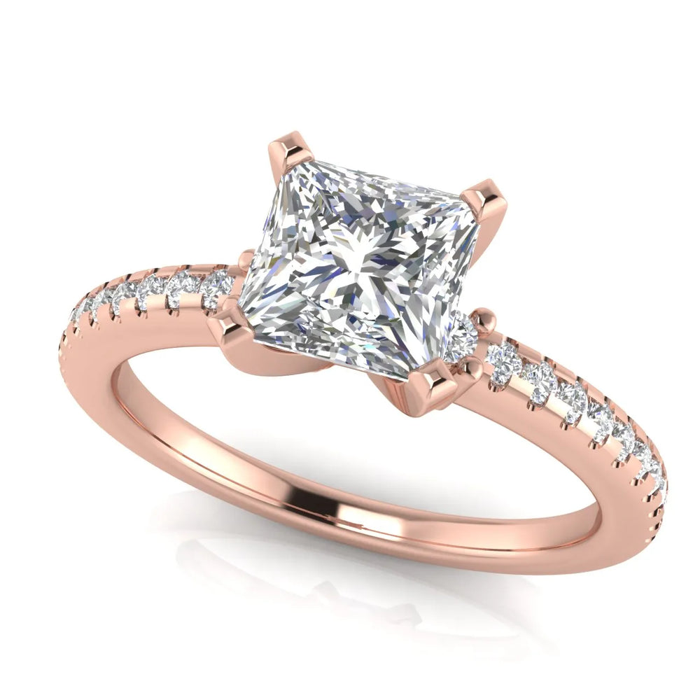 Classic Pavé Accent Solitaire Ring