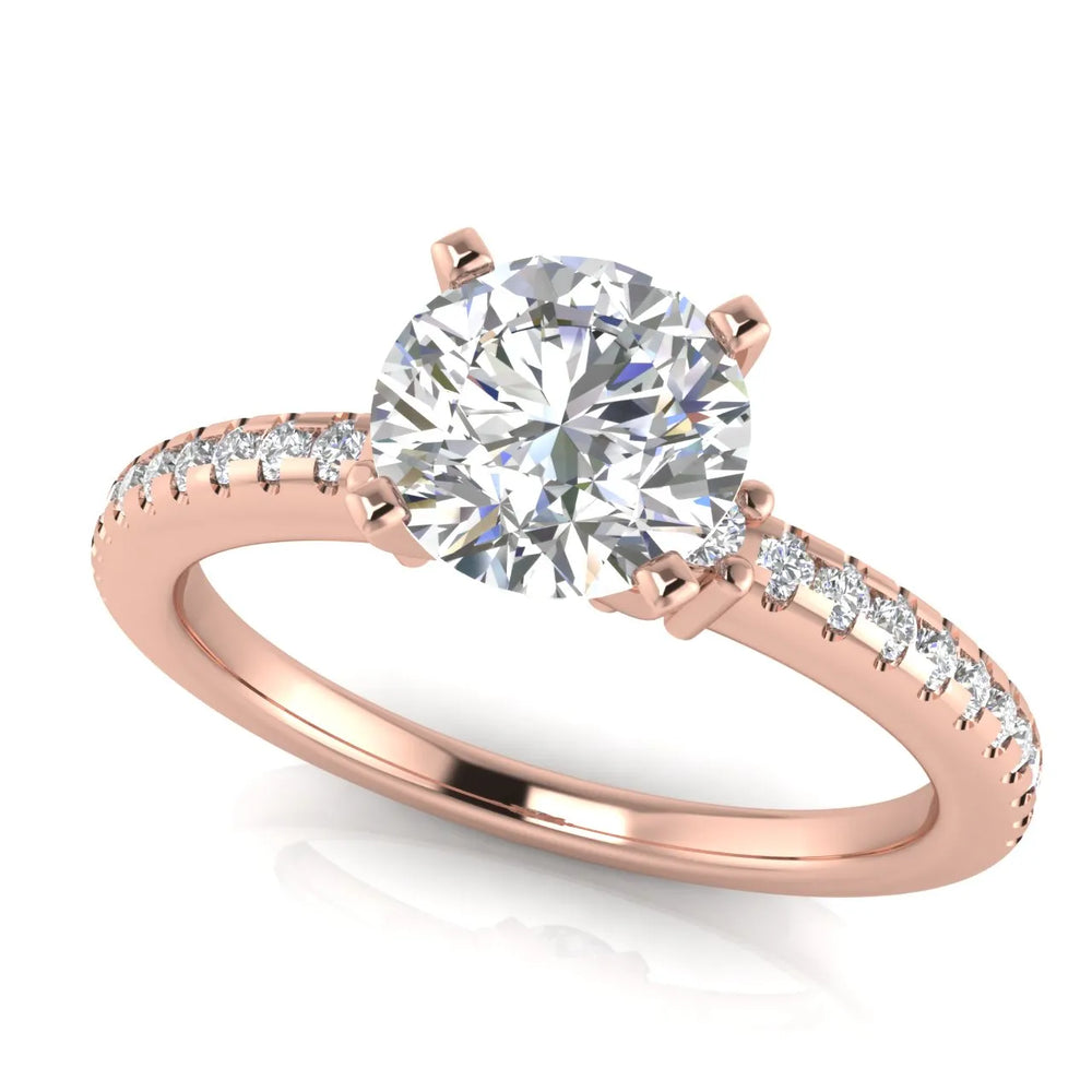 Classic Pavé Accent Solitaire Ring