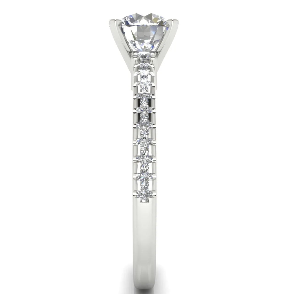 Classic Pavé Accent Solitaire Ring